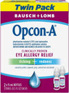 Bausch + Lomb Opcon-A Twin Pack (2 x 15ml) for Itch and Redness Relief, Red and Itchy Eyes Antihistamine Eye Drop - Bendrian