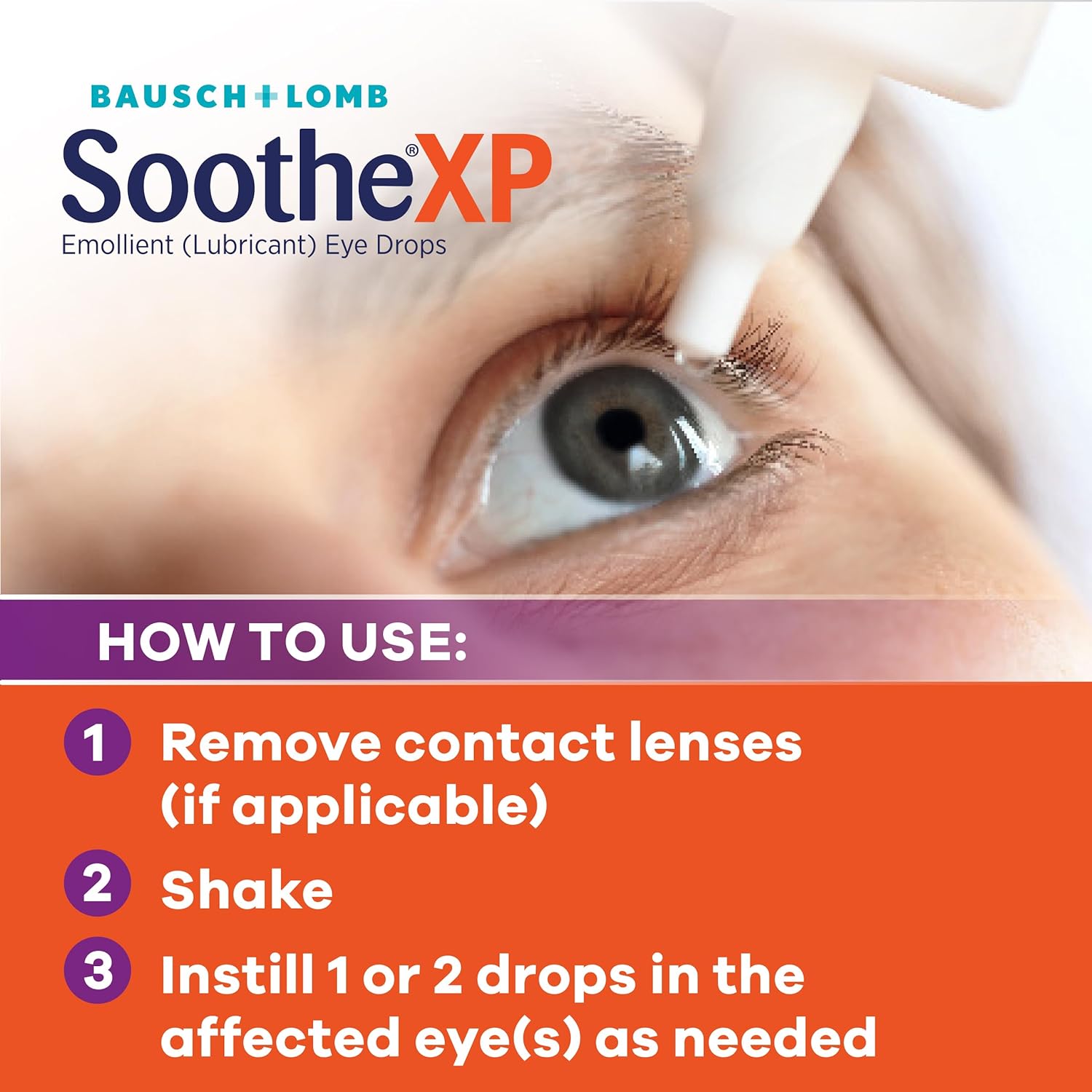 Soothe XP Eye Drops by Bausch & Lomb, Lubricant Relief for Dry Eyes, 15 mL (Pack of 2) - Bendrian